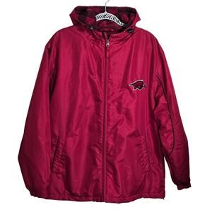 Vintage Arkansas Razorback Full Zip Puffer Jacket NCAA Crable Flannel Lined Med